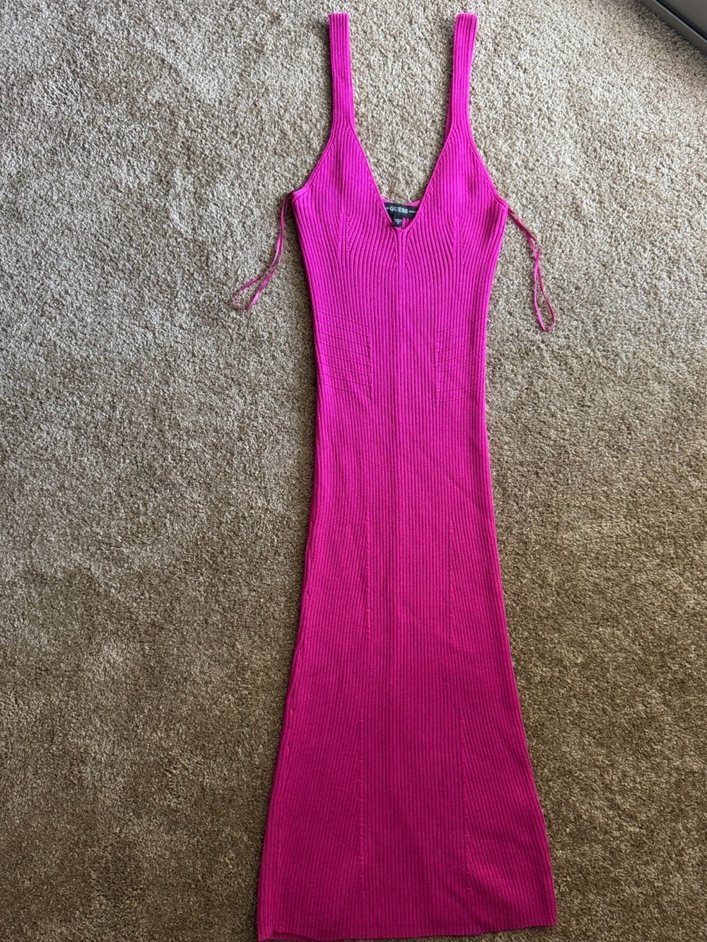 GUESS Ribbed Pink Maxi Dress
